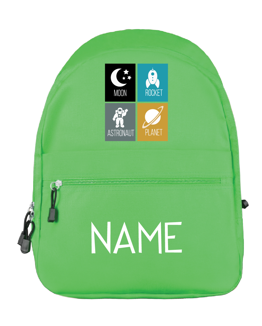 Astronaut & Planet Kid's Green Personalised Backpack